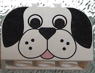 LEGO onderdeel Slope, Curved 4 x 2 x 2 Double with 4 Studs with Dog Face Pattern (4744pb17)