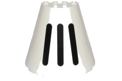LEGO onderdeel Cone Half 8 x 4 x 6 with 3 Black Stripes Pattern (SW D-O Head Top) (47543pb10)