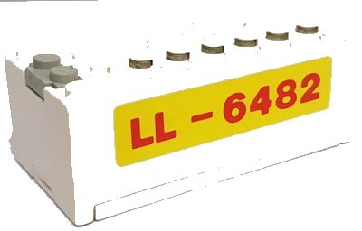 LEGO onderdeel Electric 9V Battery Box Small with Red 'LL-6482' on Yellow Background Pattern (4760c01pb03)
