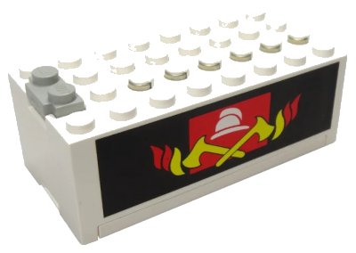 LEGO onderdeel Electric 9V Battery Box Small with Fire Pattern on Both Sides (Stickers) - Set 6480 (4760c01pb04)