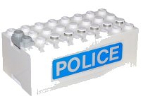 LEGO part Electric 9V Battery Box Small with 'POLICE' Pattern on Both Sides (Stickers) - Set 6450 4760c01pb07