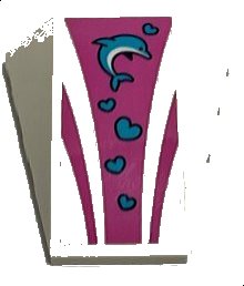 LEGO onderdeel Wedge 4 x 4 Triple Curved No Studs with Medium Azure Dolphin and Hearts, Dark Pink Curved Stripes Pattern (Sticker) - Set 41347 (47753pb116)
