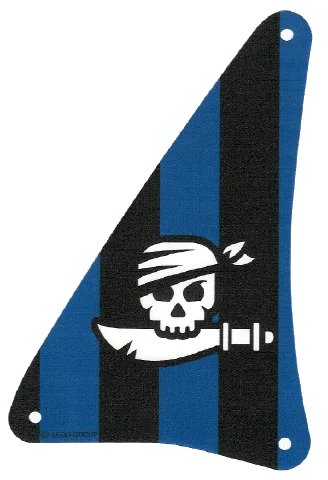 LEGO onderdeel Cloth Sail Triangular 15 x 22 with Skull with Bandana and Cutlass on Black and Blue Stripes Background Pattern (48008)