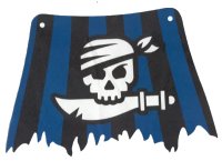 LEGO onderdeel Cloth Sail 27 x 18 Tattered with Skull with Bandana and Cutlass on Black and Blue Stripes Background Pattern 48009