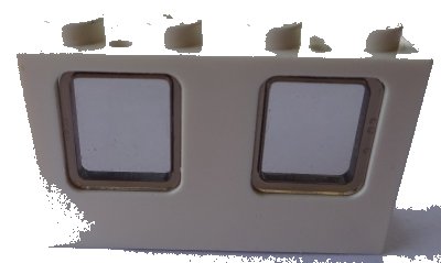 LEGO onderdeel Window 1 x 4 x 2 Plane, Single Top Hole and Double Bottom Holes for Glass with Trans-Brown Glass (4863 / 4862) (4863c03)