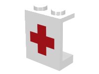 LEGO part Panel 1 x 2 x 2 - Solid Studs with Red Cross Pattern 4864ap02