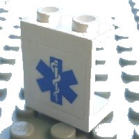 LEGO part Panel 1 x 2 x 2 - Hollow Studs with Blue EMT Star of Life Pattern (Sticker) - Set 7890 4864bpb033
