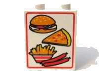 LEGO part Panel 1 x 2 x 2 - Hollow Studs with Hamburger, Pizza, Fries, and Sausages Pattern 4864bpx1