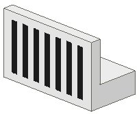 LEGO onderdeel Panel 1 x 2 x 1 with Black Grille with 7 Vertical Lines Pattern (4865p06)
