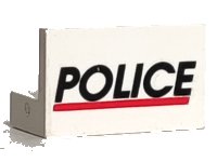 LEGO part Panel 1 x 2 x 1 with 'POLICE' Red Line Pattern 4865pb002