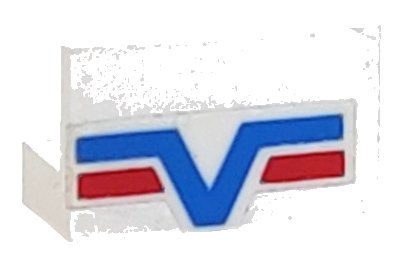 LEGO part Panel 1 x 2 x 1 with Blue -V- and two Red Lines Pattern (Sticker) - Set 6614 (4865pb007)