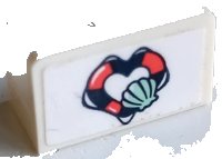LEGO part Panel 1 x 2 x 1 with Heart-Shaped Life Preserver and Light Aqua Shell Pattern (Sticker) - Set 41378 4865pb106