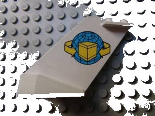 LEGO onderdeel Tail Wedge with Box and Arrows and Globe Pattern (4867pb04)