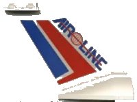 LEGO onderdeel Tail Wedge with Air Line with Red Globe Logo and Red/Blue Stripes Pattern 4867pb05