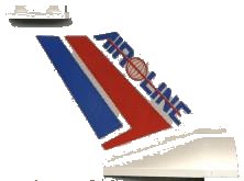 LEGO onderdeel Tail Wedge with Air Line with Red Globe Logo and Red/Blue Stripes Pattern (4867pb05)