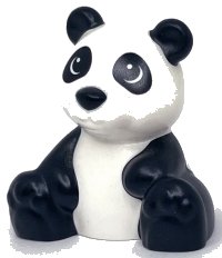 LEGO onderdeel Duplo Bear Baby Cub, Sitting with Molded Black Ears, Nose, Arms, Legs, and Tail, and Printed Eyes Pattern (Panda Bear) 49989pb01