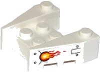 LEGO part Wedge 3 1/2 x 4 with Stud Notches with Rivets, Black Lines and Flames Pattern on Both Sides (Stickers) - Set 70142 50373pb02
