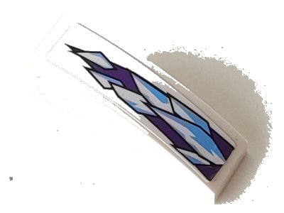 LEGO onderdeel Slope, Curved 3 x 1 with Medium Blue and White Ice Crystals on Dark Purple Background Pattern (Sticker) - Set 9445 (50950pb049)
