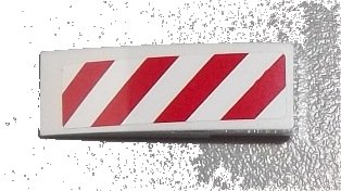 LEGO onderdeel Slope, Curved 3 x 1 with Red and White Danger Stripes Pattern Model Left Side (Sticker) - Set 60003 (50950pb056l)