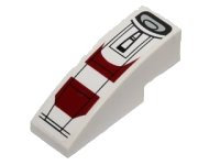 LEGO part Slope, Curved 3 x 1 with Black Lines and Dark Red Pattern (Sticker) - Set 75037 50950pb065