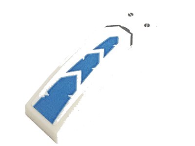 LEGO onderdeel Slope, Curved 3 x 1 with Dark Azure Chevrons, Black Screws and Line Pattern (Sticker) - Set 71738 (50950pb133)
