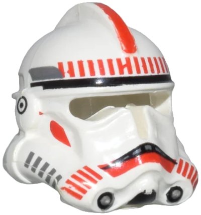 LEGO onderdeel Minifigure, Headgear Helmet SW Clone Trooper Ep.3 with Red Stripe and Mouth Markings Pattern (50995pb06)