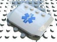 LEGO part Wedge 4 x 6 x 2/3 Triple Curved with Blue EMT Star of Life Pattern (Sticker) - Set 7890 52031pb022