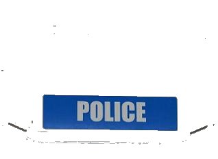 LEGO onderdeel Wedge 4 x 6 x 2/3 Triple Curved with White 'POLICE' on Blue Stripe Pattern (Sticker) - Set 4441 (52031pb040)