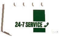LEGO onderdeel Wedge 4 x 6 x 2/3 Triple Curved with Green '24-7 SERVICE' on White Background Pattern (Sticker) - Sets 60081 / 60097 52031pb088