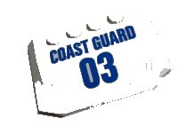 LEGO part Wedge 4 x 6 x 2/3 Triple Curved with Blue 'COAST GUARD' and '03' on White Background Pattern (Sticker) - Set 60165 52031pb143