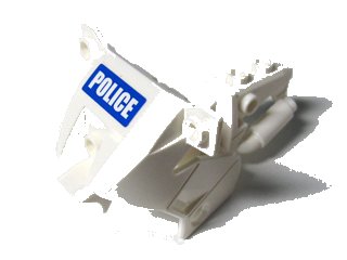 LEGO onderdeel Motorcycle Fairing, City with White 'POLICE' on Blue Background Pattern (Sticker) - Sets 7235-2 / 7288 / 7744 / 60023 (52035pb02)