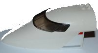 LEGO onderdeel Aircraft Fuselage Forward Top Curved 8 x 16 x 5 with Trans-Brown Glass with Red and Silver Lines Pattern on Both Sides (Stickers) - Set 3182 54092c01pb03