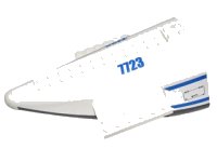 LEGO part Aircraft Fuselage Aft Section Curved with Dark Bluish Gray Base with Door Panels and Blue '7723' Pattern on Both Sides (Stickers) - Set 7723 54701c02pb01