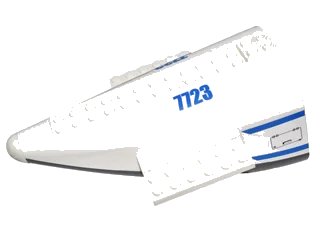 LEGO onderdeel Aircraft Fuselage Aft Section Curved with Dark Bluish Gray Base with Door Panels and Blue '7723' Pattern on Both Sides (Stickers) - Set 7723 (54701c02pb01)