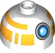 LEGO onderdeel Brick, Round 2 x 2 Dome Top with Buttons, Dark Azure, Medium Azure and Silver Eye and Bright Light Orange Pattern (Training Droid) 553pb047