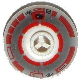 LEGO onderdeel Brick, Round 2 x 2 Dome Top with Silver and Red Pattern (R5-D4) - 6 Arcs on Top (553px1a)