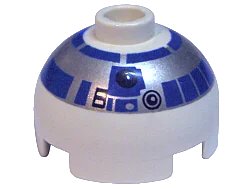 LEGO onderdeel Brick, Round 2 x 2 Dome Top with Silver and Blue Pattern (R2-D2) (553px2)