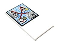 LEGO part Glass for Window 1 x 4 x 6 with Red String, 'WANTED' Poster, Mugshot, Polaroid Photo of Dog and Newspaper on Bright Light Blue Map Pattern (Sticker) - Set 60246 57895pb153