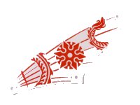 LEGO onderdeel Cloth Sail 25 x 8 with Red Ribs, Oriental Dragon Tail, and Shuriken Pattern 58004