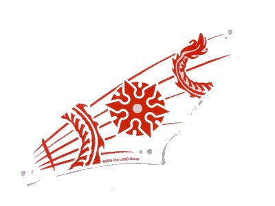 LEGO part Cloth Sail 25 x 8 with Red Ribs, Oriental Dragon Tail, and Shuriken Pattern (58004)