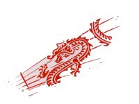 LEGO part Cloth Sail 29 x 9 1/2 with Red Ribs and Oriental Dragon Pattern 58005