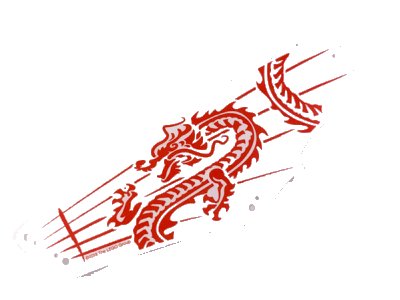 LEGO part Cloth Sail 29 x 9 1/2 with Red Ribs and Oriental Dragon Pattern (58005)