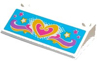 LEGO part Slope 33 3 x 6 without Inner Walls with Dark Pink and Yellow Heart and Stars and Waves on Medium Azure Background Pattern (Sticker) - Set 41015 58181pb08