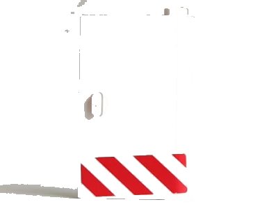 LEGO onderdeel Door 1 x 3 x 4 Right - Open Between Top and Bottom Hinge with Red Danger Stripes Pattern (Sticker) - Set 60023 (58380pb09)
