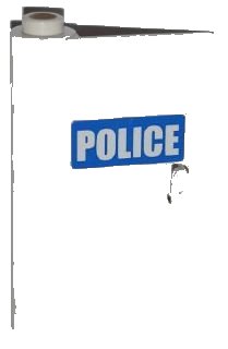 LEGO part Door 1 x 3 x 4 Left - Open Between Top and Bottom Hinge with White 'POLICE' on Blue Background Pattern (Sticker) - Set 7286 (58381pb04)