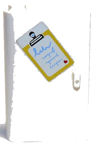 LEGO onderdeel Door 1 x 3 x 4 Left - Open Between Top and Bottom Hinge with Clipboard Pattern (Sticker) - Set 3315 (58381pb06)