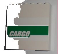 LEGO part Panel 1 x 6 x 5 with White 'CARGO' on Green Stripe Pattern (Sticker) - Set 7733 59349pb005