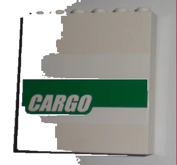 LEGO onderdeel Panel 1 x 6 x 5 with White 'CARGO' on Green Stripe Pattern (Sticker) - Set 7733 (59349pb005)