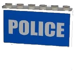 LEGO onderdeel Panel 1 x 6 x 5 with White 'POLICE' on Blue Background Half Height Pattern (Sticker) - Set 7498 (59349pb040)