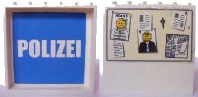 LEGO onderdeel Panel 1 x 6 x 5 with White 'POLIZEI' on Blue Background Inside and Bulletin Board on Outside Pattern (Stickers) - Set 7744 (59349pb075)